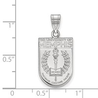 Sterling Silver Rhodium-plated LogoArt University of Memphis Large Crest Pendant view 2