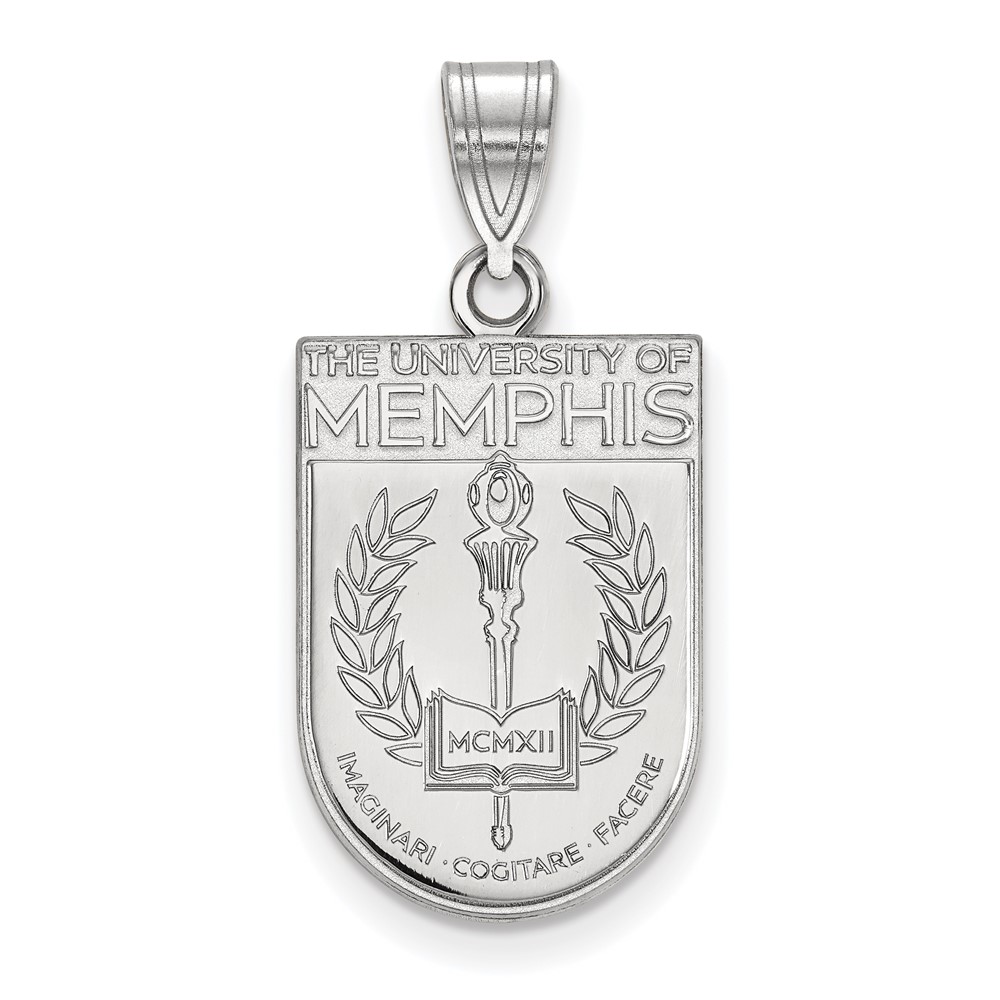 Sterling Silver Rhodium-plated LogoArt University of Memphis Large Crest Pendant