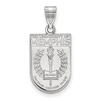 Sterling Silver Rhodium-plated LogoArt University of Memphis Large Crest Pendant view 1