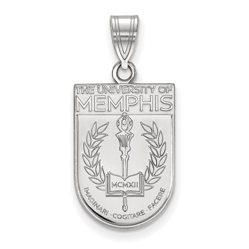 Sterling Silver Rhodium-plated LogoArt University of Memphis Large Crest Pendant