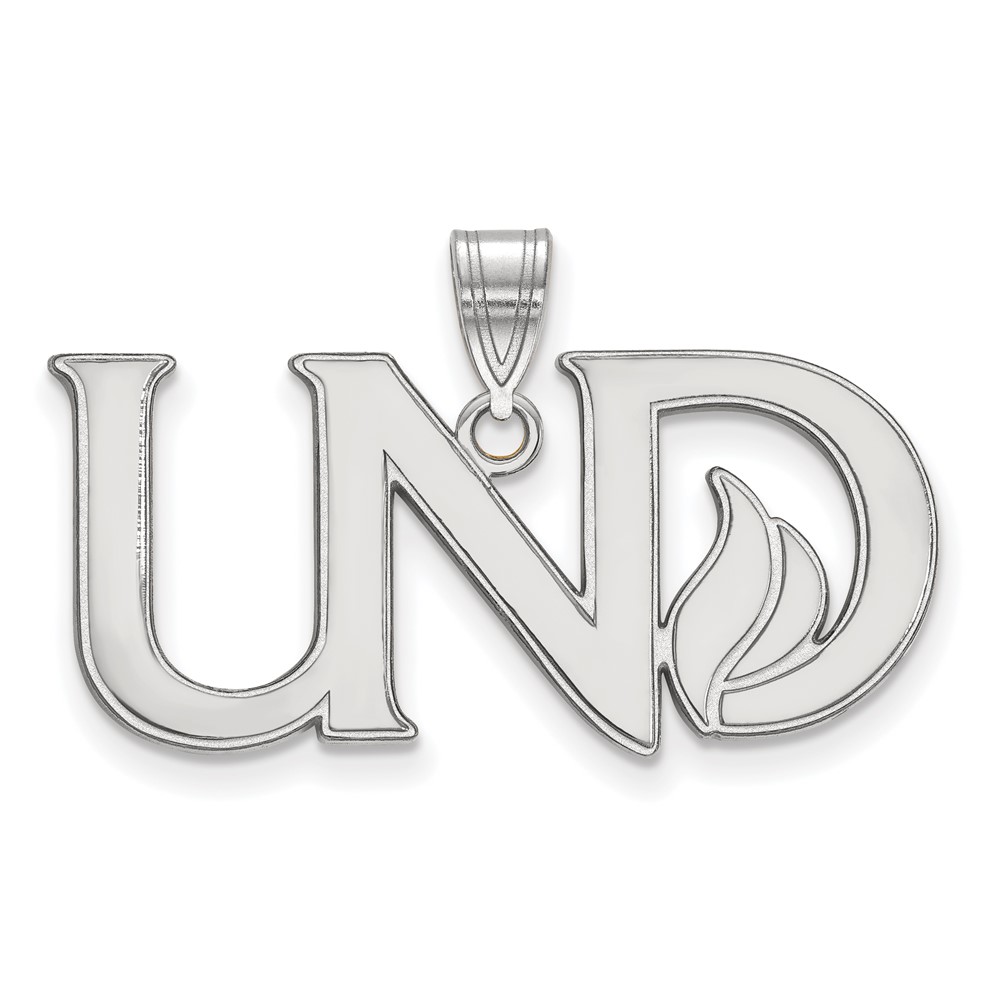 Sterling Silver Rhodium-plated LogoArt University of North Dakota U-n-d Large Pendant