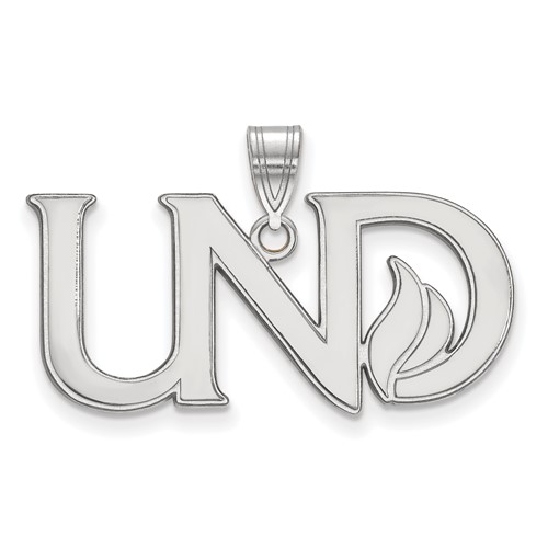 Sterling Silver Rhodium-plated LogoArt University of North Dakota U-n-d Large Pendant