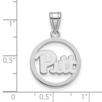 Sterling Silver Rhodium-plated LogoArt University of Pittsburgh Medium Circle Pendant view 2