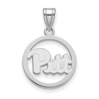 Sterling Silver Rhodium-plated LogoArt University of Pittsburgh Medium Circle Pendant view 1