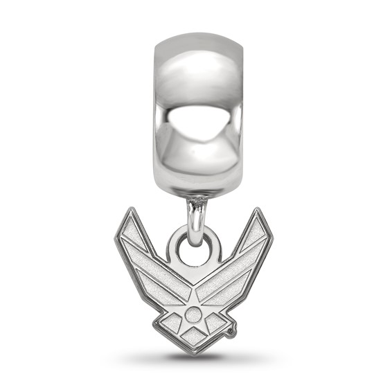 Sterling Silver Rhodium-plated LogoArt U.S. Air Force Extra Small Dangle Bead Charm