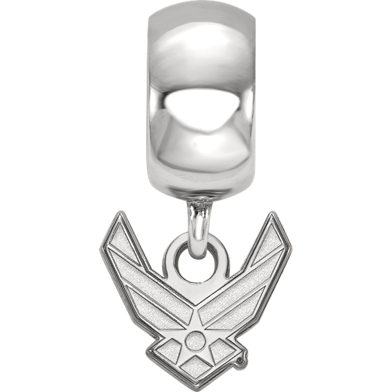 Sterling Silver Rhodium-plated LogoArt U.S. Air Force Extra Small Dangle Bead Charm