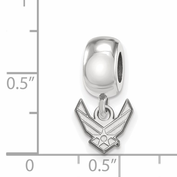 Sterling Silver Rhodium-plated LogoArt U.S. Air Force Extra Small Dangle Bead Charm