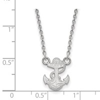 Sterling Silver Rhodium-plated LogoArt US Naval Academy Anchor Small Pendant Necklace, 18" view 2