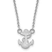 Sterling Silver Rhodium-plated LogoArt US Naval Academy Anchor Small Pendant Necklace, 18" view 1