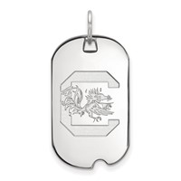 Sterling Silver Rhodium-plated LogoArt University of South Carolina Small Dog Tag Pendant view 1
