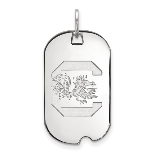 Sterling Silver Rhodium-plated LogoArt University of South Carolina Small Dog Tag Pendant