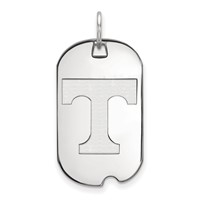 Sterling Silver Rhodium-plated LogoArt University of Tennessee Letter T Small Dog Tag Pendant view 1