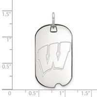 Sterling Silver Rhodium-plated LogoArt University of Wisconsin Letter W Small Dog Tag Pendant view 2