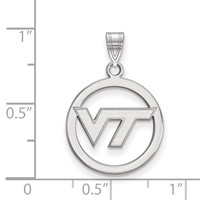 Sterling Silver Rhodium-plated LogoArt Virginia Tech V-t Med Circle Pendant view 2