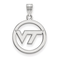 Sterling Silver Rhodium-plated LogoArt Virginia Tech V-t Med Circle Pendant view 1