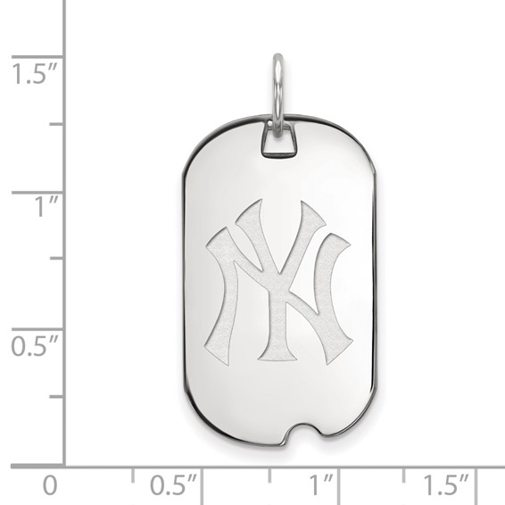 10k White Gold Major League Baseball LogoArt New York Yankees N-Y Small Dog Tag Pendant