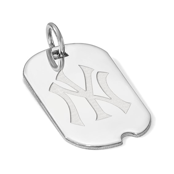Sterling Silver Rhodium Plated Major League Baseball LogoArt New York Yankees Dog Tag Pendant