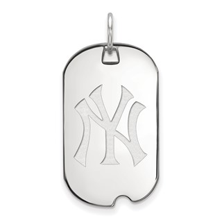 10k White Gold Major League Baseball LogoArt New York Yankees N-Y Small Dog Tag Pendant