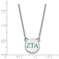Sterling Silver Rhodium-plated LogoArt Zeta Tau Alpha Sorority Greek Letters Small Color Enamel Pendant Necklace, 18" view 2