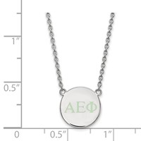 Sterling Silver Rhodium-plated LogoArt Alpha Epsilon Phi Sorority Greek Letters Small Color Enamel Pendant Necklace, 18" view 2