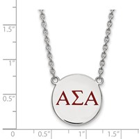 Sterling Silver Rhodium-plated LogoArt Alpha Sigma Alpha Sorority Greek Letters Large Color Enamel Pendant Necklace, 18" view 2