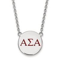 Sterling Silver Rhodium-plated LogoArt Alpha Sigma Alpha Sorority Greek Letters Large Color Enamel Pendant Necklace, 18" view 1