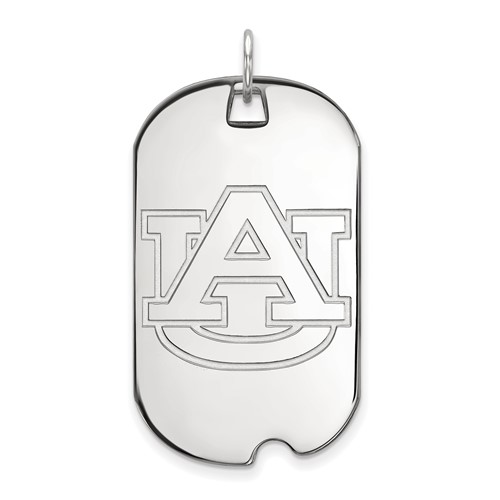 Sterling Silver Rhodium-plated LogoArt Auburn University Large Dog Tag Pendant