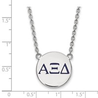 Sterling Silver Rhodium-plated LogoArt Alpha Xi Delta Sorority Greek Letters Large Color Enamel Pendant Necklace, 18" view 2