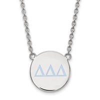 Sterling Silver Rhodium-plated LogoArt Delta Delta Delta Sorority Greek Letters Large Color Enamel Pendant Necklace, 18" view 1