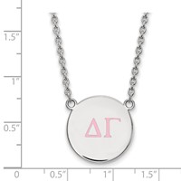 Sterling Silver Rhodium-plated LogoArt Delta Gamma Sorority Greek Letters Large Color Enamel Pendant Necklace, 18" view 2