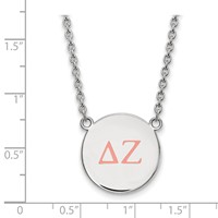Sterling Silver Rhodium-plated LogoArt Delta Zeta Sorority Greek Letters Large Color Enamel Pendant Necklace, 18" view 2