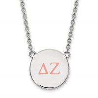 Sterling Silver Rhodium-plated LogoArt Delta Zeta Sorority Greek Letters Large Color Enamel Pendant Necklace, 18" view 1