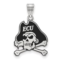 Sterling Silver Rhodium-plated LogoArt East Carolina University Pirate Large Enameled Pendant view 1