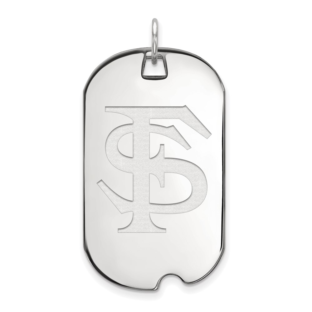 Sterling Silver Rhodium-plated LogoArt Florida State University F-s Large Dog Tag Pendant