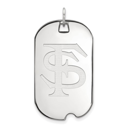 Sterling Silver Rhodium-plated LogoArt Florida State University F-s Large Dog Tag Pendant