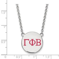 Sterling Silver Rhodium-plated LogoArt Gamma Phi Beta Sorority Greek Letters Large Color Enamel Pendant Necklace, 18" view 2