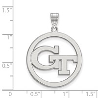 Sterling Silver Rhodium-plated LogoArt Georgia Institute of Technology G-t Extra Large Circle Pendant view 2
