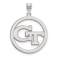 Sterling Silver Rhodium-plated LogoArt Georgia Institute of Technology G-t Extra Large Circle Pendant view 1