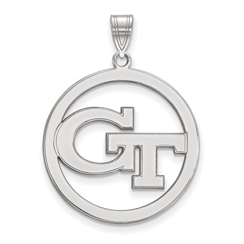 Sterling Silver Rhodium-plated LogoArt Georgia Institute of Technology G-t Extra Large Circle Pendant