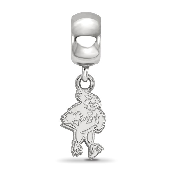Sterling Silver Rhodium-plated LogoArt Iowa State University Cardinal Small Dangle Bead Charm
