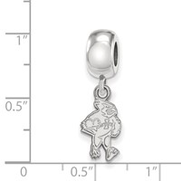 Sterling Silver Rhodium-plated LogoArt Iowa State University Cardinal Small Dangle Bead Charm view 3