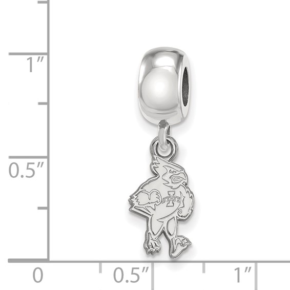 Sterling Silver Rhodium-plated LogoArt Iowa State University Cardinal Small Dangle Bead Charm