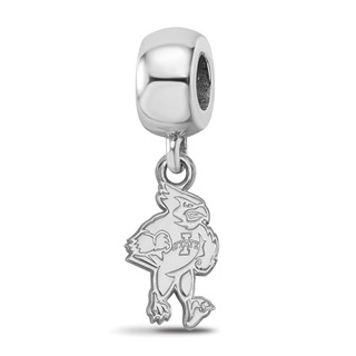 Sterling Silver Rhodium-plated LogoArt Iowa State University Cardinal Small Dangle Bead Charm