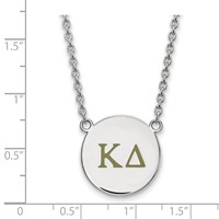Sterling Silver Rhodium-plated LogoArt Kappa Delta Sorority Greek Letters Large Color Enamel Pendant 18 Inch Necklace view 2