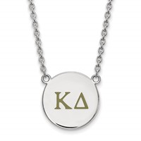 Sterling Silver Rhodium-plated LogoArt Kappa Delta Sorority Greek Letters Large Color Enamel Pendant 18 Inch Necklace view 1