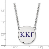 Sterling Silver Rhodium-plated LogoArt Kappa Kappa Gamma Sorority Greek Letters Large Color Enamel Pendant Necklace, 18" view 2