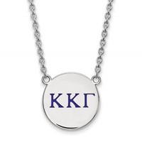 Sterling Silver Rhodium-plated LogoArt Kappa Kappa Gamma Sorority Greek Letters Large Color Enamel Pendant Necklace, 18" view 1