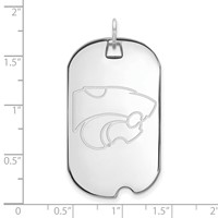 Sterling Silver Rhodium-plated LogoArt Kansas State University Wildcat Large Dog Tag Pendant view 2