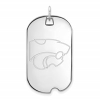 Sterling Silver Rhodium-plated LogoArt Kansas State University Wildcat Large Dog Tag Pendant view 1