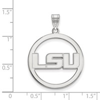 Sterling Silver Rhodium-plated LogoArt Louisiana State University L-s-u Extra Large Circle Pendant view 2
